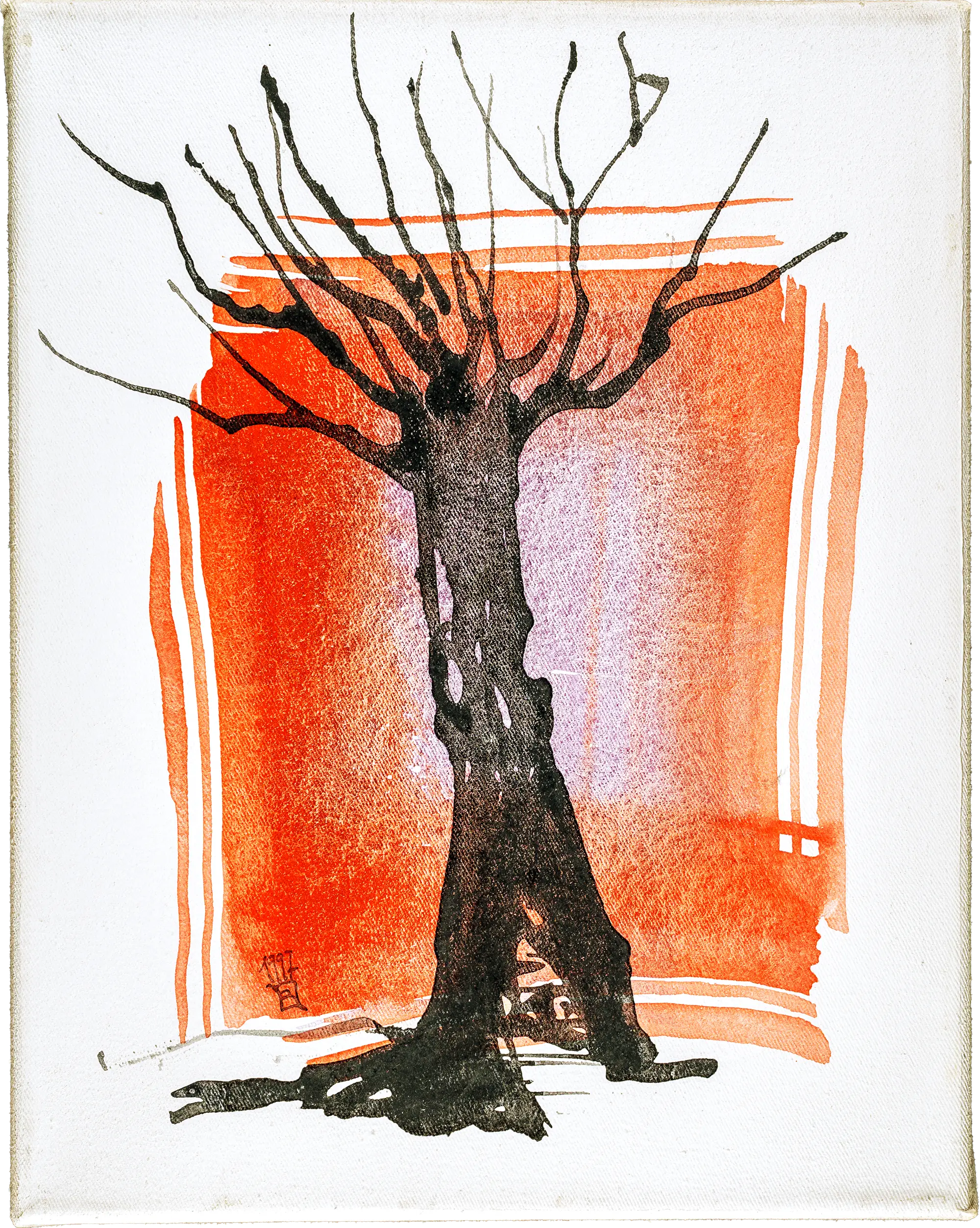 baum 12 - tempera - farbpigmente